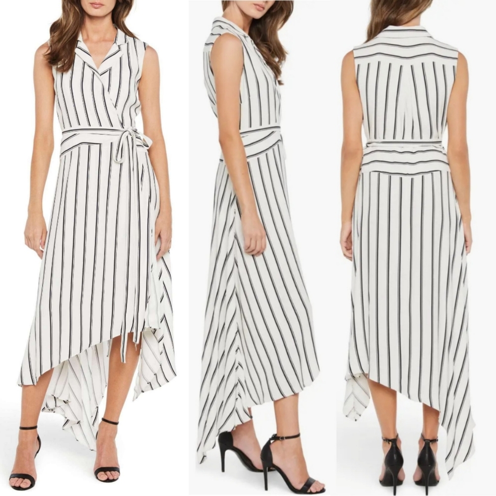 Sz 2 Bardot Salina Stripe Asymmetric Wrap Dress